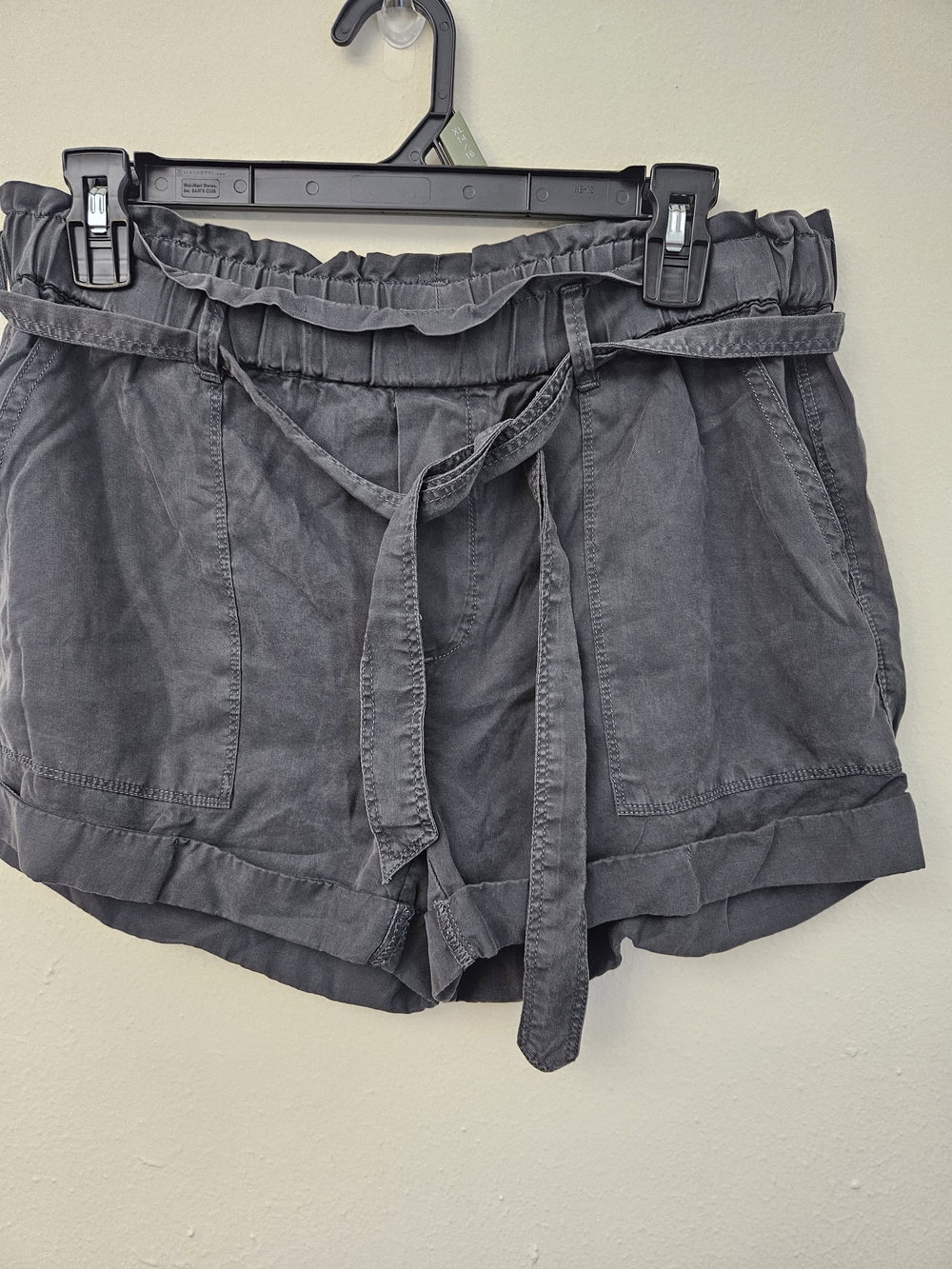 aerie Washed Charcoal Paperbag Waist Shorts with Tie